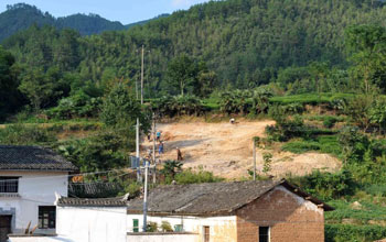 Photo of the fossil collecting site near Lantian village, south China.