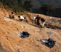 Photo of people working at the excavation site near Lantian village.