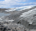 Photo of the rocky margin of the ice sheet in western Greenland.
