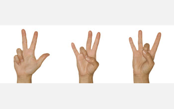 American sign language for three, seven and eight.