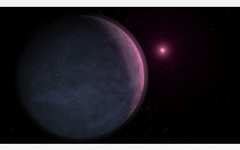 Artist's conception of the newly discovered planet MOA-2007-BLG-192Lb orbiting its star.