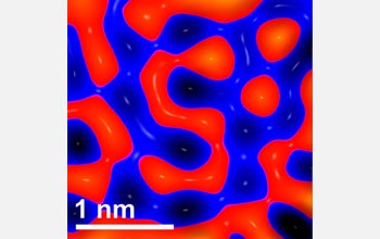 An electronic S formed by tiny bits of information packed more densely than its underlying atoms.