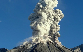 Volcano and ash cloud