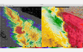 DOW Doppler radar of cells in a snowband.