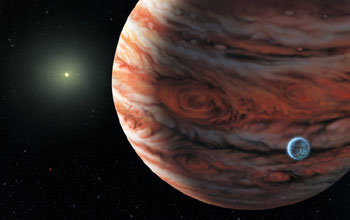 An artist's depiction of Jupiter, which may protect earth from comets.