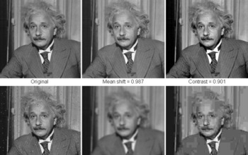 6 images of the same man showing various processing quality