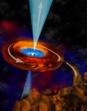 An artist's conception of a young star shows the motions astronomers detected in G24 A1.