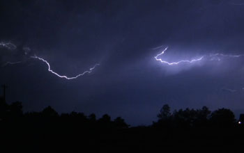 lightning in a dark sky