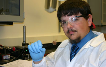 Photo of student Keith Berry in the chemistry lab