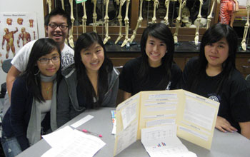 students in smoking behavior project, with their posters