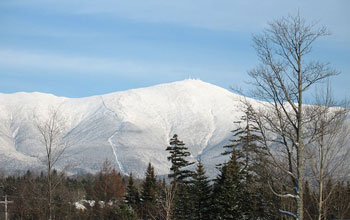 Photo of snow-covered Mount Washington, N.H.
