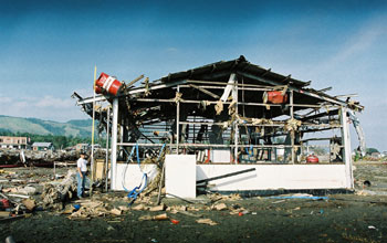 House demolished by tsunami in Kreung Raya, Sumatra