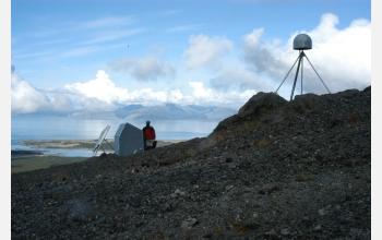 Station AV01, east of Augustine's summit, survived the recent eruptions and sends hourly data.