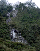 Waterfall in Milford Sound, NZ