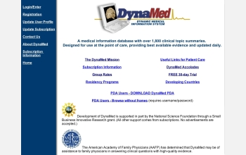 The DynaMed Web site contains summaries of more than 1,800 medical topics.
