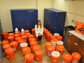 Alicia Taylor surrounded by buckets