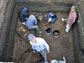 workers at the excavation site of Cerén