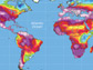 map of Earth showing widespread drought