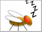 cartoon of a fruit fly with Z's above it's head