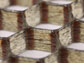 photograph of a translucent hexagonal honeycomb