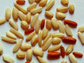 white and red rice grains