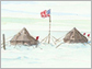1956 painting showing two tents facing the South Pole