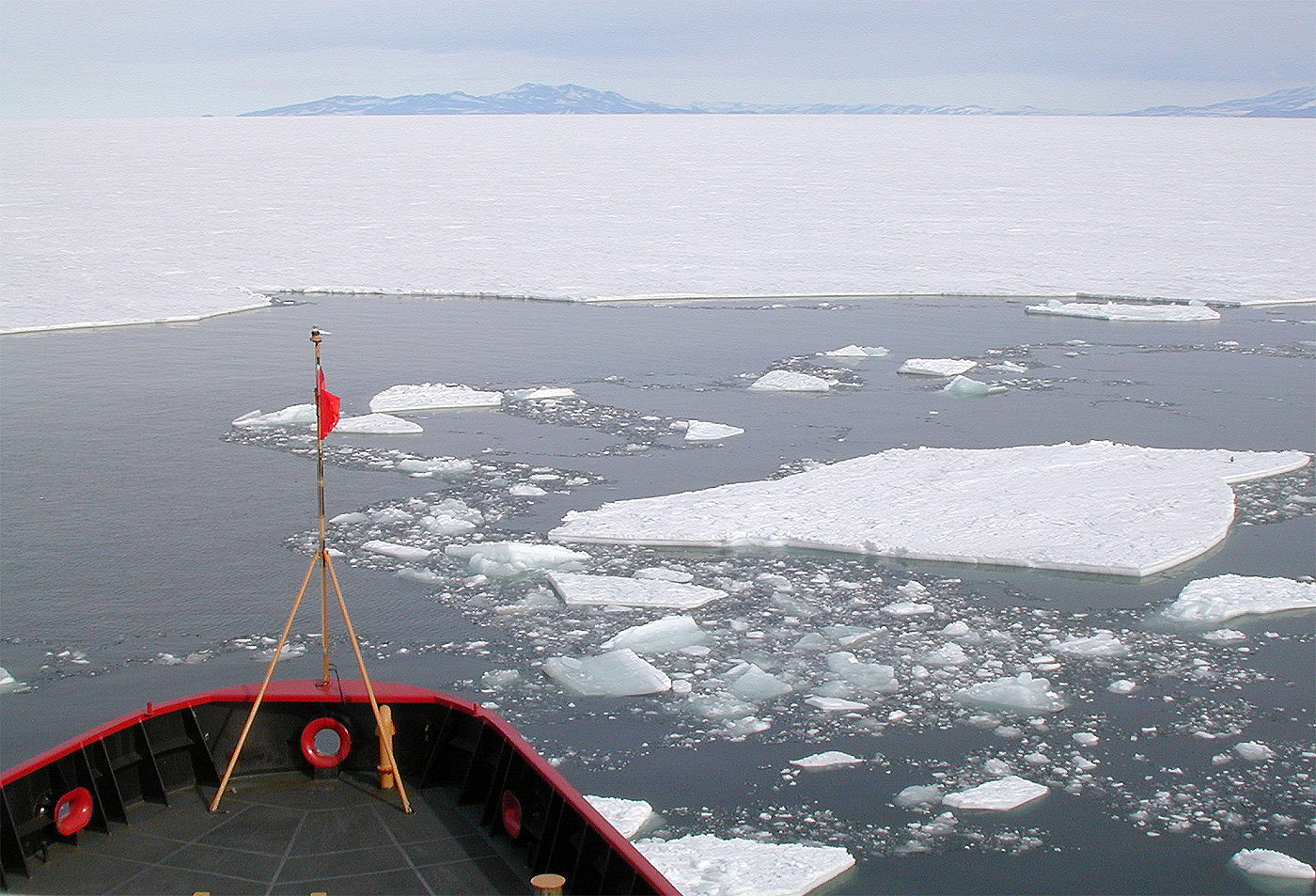 the icebreaker approaches the ice edge