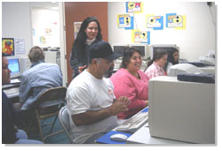 A HPWREN-enabled Internet class at the La Jolla learning center; caption is below