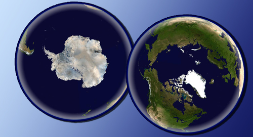 Antarctic region (left) and Arctic region (right)
