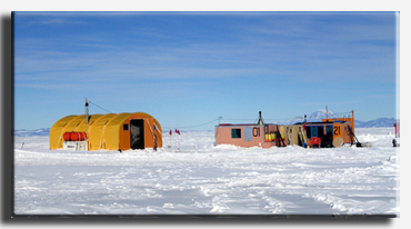 Huts at a sea-ice camp near McMurdo Station