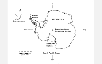 Map showing site of U.S. research stations on Antarctica