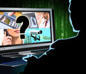 illustration showing a person looking at a computer screen
