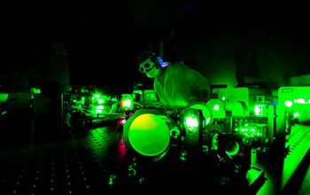 Researcher working in Nebraska’s Extreme Light Laboratory