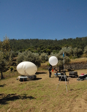 The release of a meteorological instrument called a radiosonde, which ascends tens of kilometers.