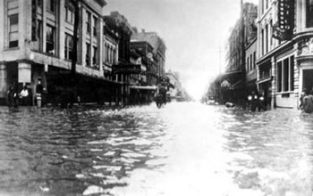Flooded Market Street in Galveston, Texas, 1915