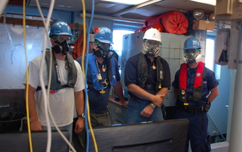 In 2010, scientists studying the oil spill aboard a research vessel wore respirators.