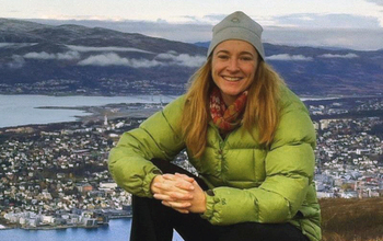Researcher Georgina Gibson with Fairbanks, Alaska, in the background.