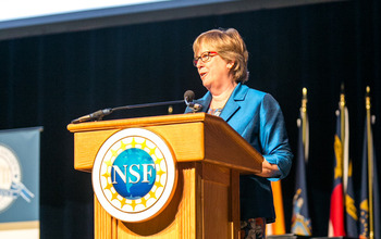 Joan Ferrini-Mundy, NSF assistant director for Education and Human Resources, addresses awardees.