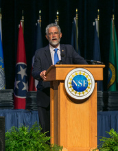 John P. Holdren, assistant to the president for science and technology, met with awardees.