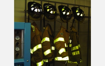 Photo shows New York City firefighters' equipment.