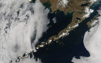 A view of the Aleutian Island arc from space.