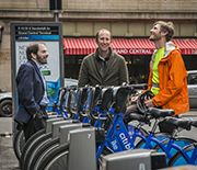 TRIPODS+X researchers meet with a Citi Bike employee as they study complex transit challenges.