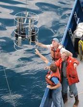 California Current Ecosystem scientists launch a research instrument at sea
