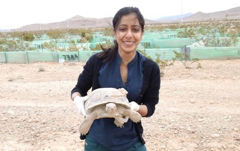 Pratha Sah, a researcher on the team, conducts field work.