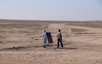 Scientists set up fog collectors in the Namib to collect fog water for chemical analyses.