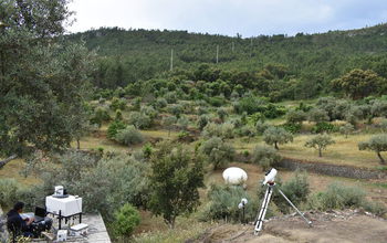 Perdigão project instruments arrayed on a northern slope outside a valley.