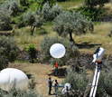 Release of a radiosonde for meteorological measurements from a Perdigão research site.