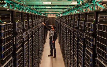 Rows of server racks that make up the Frontera supercomputer