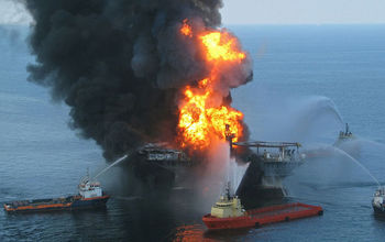 ships putting out fire after the Deepwater Horizon spill.