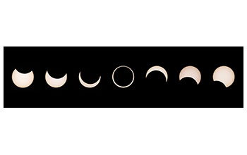 The stages of the annular solar eclipse that occurred Oct. 14, 2023, photographed in Albuquerque, New Mexico